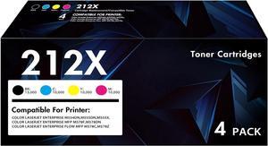 212X Toner Cartridges 4 Pack: (with Chip) Compatible  212X 212A W2120A W2120X Toner Work  Color Enterprise M555dn M554dn M555x M554 M555 MFP M578 Series Printer Ink (New Version-BK/C/Y/M)