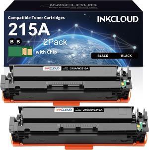 INKCLOUD 2Pack Compatible 215A with Chip Black Toner Cartridge Replacement  215A W2310A W2311A W2312A W2313A Works with HP Color Pro MFP M182nw M183fw M182 M183 M155 Printers