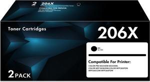 206X Black Toner Cartridges 2-Pack Compatible Replacement for (with Chip) 206X W2110X 206A W2110A High Yield Toner for Color MFP M283fdw M283cdw M283 Pro M255dw M255 Printer Ink