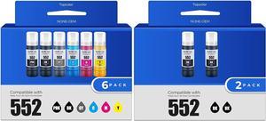 552 Ink Bottles Ecotank ET-8550 ET-8500 Replacement for Epson 552 Ink Refill Bottle Work for Ecotank Photo ET 8550 ET8550 Ecotank Photo ET 8500 ET8500 Printer 8 Pack (3BK & PB/C/M/Y/GY)