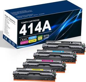414A Toner Cartridges 4 Pack (with Chip) Replacement  414A 414X High Yield Toner Cartridge Compatible  Color Laserjet Pro MFP M479fdw M479fdn M454dw M454dn M479 M454 Printer | W2020A
