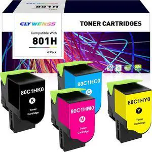 Compatible Toner Cartridge Replacement for Lexmark 801H 80C1HK0 80C1HC0 80C1HM0 80C1HY0 for CX410 CX410de CX410dte CX510 CX510de CX510dthe CX510dhe Printer (B/C/M/Y, 4-Pack)