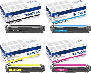 TN221 TN-221 TN225 Toner Cartridges: Compatible Replacement for Brother TN-225 TN221BK TN225C/M/Y 4-Packs for MFC-9130CW HL-3140CW HL-3170CDW HL-3150CDW MFC-9330CDW MFC-9340CDW MFC-9140CDN Printer