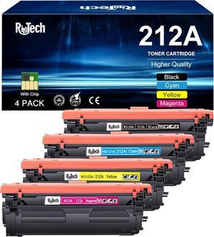 212a Toner Cartridge,4 Pack with Chip Replacement  212A 212X W2121A W2122A W2123A  Color Laserjet Enterprise M554 M555 Flow MFP M578 Printer