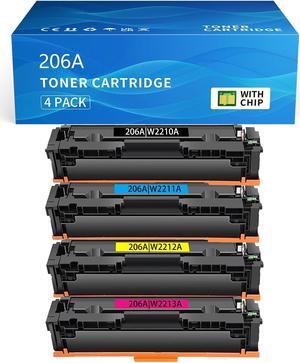 206A Toner Compatible  206A Toner Cartridges 4 Pack W2110A W2111A W2112A W2113A  Color Laserjet Pro MFP M283fdw M283cdw M255dw Toner Cartridges