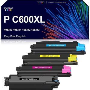 P C600 PC600 Black Cyan Magenta Yellow Toner Cartridge Replacement for Ricoh Savin Lanier P C600 PC600 Printer.408310 408311 408312 408313 Toner Set