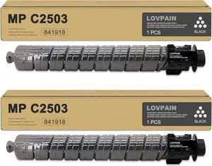 MP C2503 / MP C2003 High Yield Toner Cartridge (2-Pack, Black) - Lovn Compatible C2503 841918 Black Toner Cartridge (up to 15,300 Pages) Replacement for Ricoh MP C2003 C2004 C2503 C2504 C2503H Printer