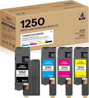 810WH 1250 C1760nw High Yield Toner Cartridge Replacement for Dell C1760nw C1765nf C1765nfw 1250 1250c 1350cnw 1355cn 1355cnw Printer (Black Cyan Magenta Yellow,4-Pack), 1250-4PK