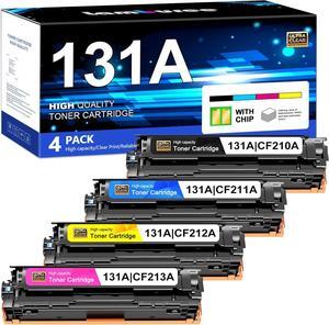 131A Toner Cartridges - with Chip Replacement  131A Toner Cartridge 4 Pack Works with Laserj Pro 200 Color MFP M276nw M276n M251nw M251n Printer | CF210A CF211A CF212A CF213A Ink