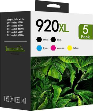 920XL High-yield Ink Cartridges (5-Pack, 2Black/1Cyan/1Magenta/1Yellow) Compatible 920XL 920 XL Ink Cartridges Replacement  920XL OfficeJet 6000 6500 6500A 7000 7500 7500A Printer