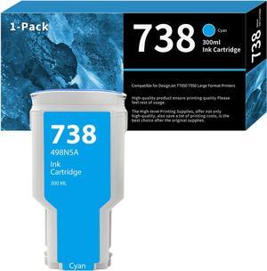 738 498N5A Cyan High Yield Ink Cartridge Replacement  738 498N5A Ink Cartridge Compatible  DesignJet T850 & T950 Wide Format Printer Plotters (1 Pack, 498N5A)