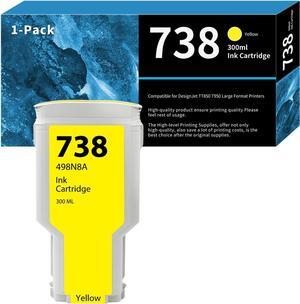 738 498N7A Yellow High Yield Ink Cartridge Replacement  738 498N7A Ink Cartridge Compatible  DesignJet T850 & T950 Wide Format Printer Plotters (1 Pack, 498N7A)