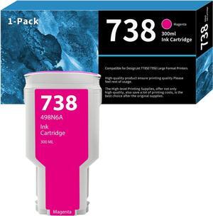 738 498N6A Magenta High Yield Ink Cartridge Replacement  738 498N6A Ink Cartridge Compatible  DesignJet T850 & T950 Wide Format Printer plotters(1 Pack, 498N6A)