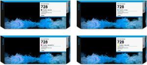 728 300-ml Matte Black Cyan Magenta Yellow Ink Cartridge Compatible with HP DesignJet T730 T830 MFP Series Printer | F9J68A F9K17A F9K16A F9K15A