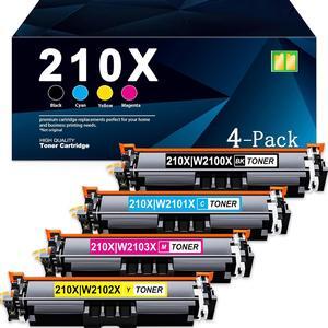 210X Toner Cartridges 4-Pack High Yield | Replacement for 210X 210A W2100X W2100A Works Color Pro 4201dn 4201dw Pro MFP 4301fdn 4301fdw Printer Ink | Black Cyan Yellow Magenta (with Chip)