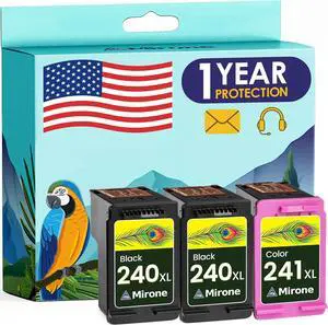 Mirone Remanufactured Ink Cartridges Replacement for Canon 240xl 241xl Combo Pack for Cannon 240 241 Printer Ink Cartridge for Canon MG3600 Cartridges Black Pixma MG3620 PG 240xl Cartridge 3pk