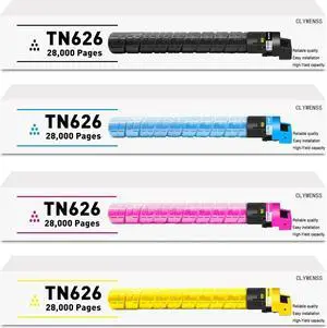 Ennovor Compatible TN-626 TN626 Toner Cartridge Replacement for Konica Minolta TN626 TN626K ACV1130 TN626C TN626M TN626Y for Bizhub C450i C550i C650i Printer (28K High Yield, B/C/M/Y, 4-Pack)