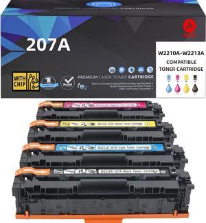 207A W2210A Compatible Toner Cartridge Replacement  207A W2210A W2211A W2212A W2213A for Use with Color Laser Pro MFP M282NW M283FDN M283FDW M255DW M255NW Printer (4PK-BCMY)