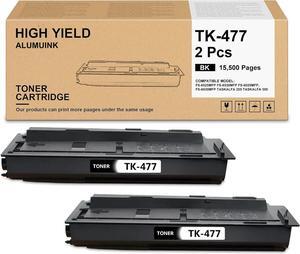 TK-477 TK477 Black Toner Cartridge 2-Pack Replacement for Kyocera TK477 1T02K30US0 Toner for FS-6525MFP FS-6530MFP FS-6025 FS-6030 TASKalfa 255 TASKalfa 305 Toner Printer, (15,500 Page-Yield)