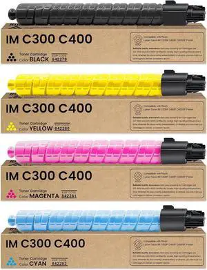 Ennovor IM C300 C400 Toner Cartridge 4-Pack (Black Cyan Magenta Yellow) IMC300 IMC400 842378 842379 842380 842381 Replacement for Ricoh Lanier Savin IM C300F C400F C400SF Printer Ink