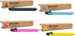 SP C430A High Yield Toner Cartridge Black Cyan Magenta Yellow 4 Pack, 821105 821106 821107 821108 Compatible with Ricoh SP C430 C431 C440 C430A C430DN C431DN C440DN C441DN Printer