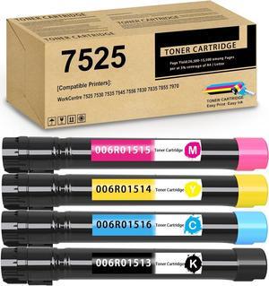 7525 Toner Cartridge High Yield Replacement for Xerox WorkCentre 7525 7530 7535 7545 7556 7830 7835 7855 7970 Printer.006R01513 006R01514 006R01515 006R01516 Toner Set