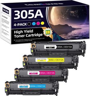 305a Toner Cartridge 4-Piece Combo Pack Replacement  305A 305X for Pro 300 M351, Pro 300 MFP M375, Pro 400 M451, Pro 400 MFP M475 Series Printer (Black Cyan Yellow Magenta)