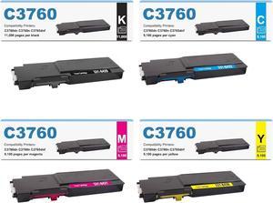 331-8429 331-8432 331-8431 331-8430 Toner Cartridge Compatible for Dell C3760dn C3760n C3765dnf Printer | 4 Pack