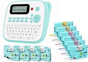 Label Maker, D210S Label Maker Machine with 10 Laminated Color Tapes, 12mm Labeler Label Maker with QWERTY Keyboard, Print Different Fonts Frame Barcode for Home Office School, Green