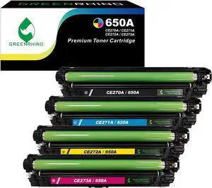 Remanufactured Toner Cartridge Replacement  650A CE270A CE271A CE272A CE273A CP5525 CP5525dn CP5525n CP5525xh M750dn M750n M750xh (1 Black, 1 Cyan, 1 Magenta, 1 Yellow, 4-Pack)