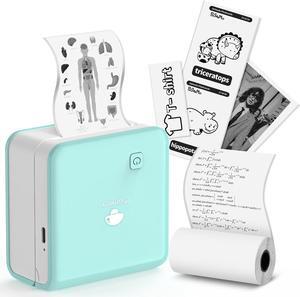 Memoqueen M02 Pro 300DPI Mini Pocket Printer - Bluetooth Thermal Printer, 15/25/50mm Label Maker, Compatible with iOS & Android, Wireless Photo Printer for Phone,Journal, Fun Gift, Work List -Green