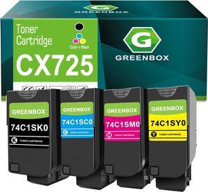 GREENBOX Compatible CX725 Toner Cartridge 7,000 Pages Replacement for Lexmark 74C1SK0 74C1SC0 74C1SM0 74C1SY0 for CS720 CS720de CS725 CS725de CS725dte CX725 CX725de CX725dte Printer 4 Pack