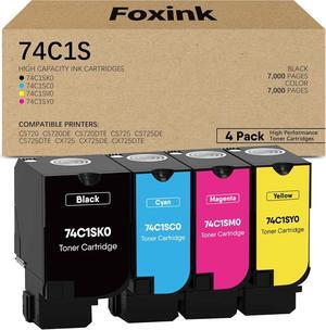 Compatible Toner for Lexmark CS720 CS720de CS720dte CS725 CS725de CS725de CS725dte CX725 CX725dhe CX725dth 7,000 Pages for Lexmark 74C1SK0 74C1SC0 74C1SM0 74C1SY0 4 Pack