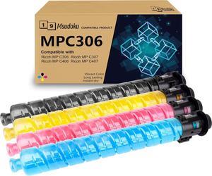 High Yield MP C306 C307 C406 C407 Toner Compatible Replacement for Ricoh 842091 842092 842093 842094 Use with Ricoh MP C306 C307 C406 C4074Pack Black Cyan Magenta Yellow