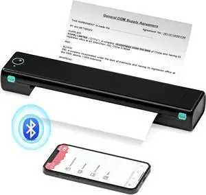 Portable Printers Wireless for Travel, M08F Wireless Inkless Portable Printer, Bluetooth Thermal Printer, Mobile Printer Supports 8.5" X 11" Thermal Paper, Travel Printer for Office, Home