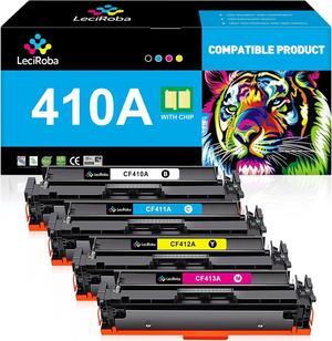 LeciRoba 410A Toner Cartridge Replacement  410A CF410A CF411A CF412A CF413A  Color Laserjet Pro MFP M477fdw M477fdn M477fnw Pro M452dn M452nw M452dw Series Printer (B/C/Y/M, 4 Pack)