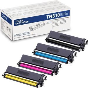 TN-310 Toner Cartridge (4-Pack , BK/C/M/Y) Replacement for Brother TN310BK, TN310C, TN310M, TN310Y 4-Color Toner Cartridge Set, Black Cyan Magenta & Yellow, TN310 Toner HL-4570CDW MFC-9970CDW Printer