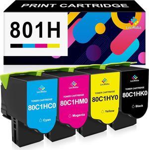 80C1HK0 80C1HC0 80C1HM0 80C1HY0 801H Toner Cartridge for Lexmark 801H for Lexmark CX410 CX410de CX410dte CX410e CX510 CX510dthe CX510dhe CX510de Printer (4-Pack)