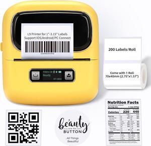 L9 Label Maker, 3 Inch Thermal Printer Bluetooth Portable Label Maker Machine with Tape with 1 Roll 70x40mm Labels for Small Business, Home, Office