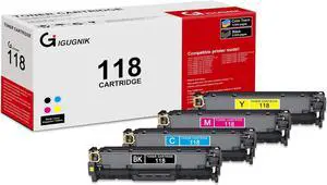 4 Pack 118 2662B001 2661B001 2660B001 2659B001 BK/C/M/Y Toner Cartridge with Chip CRG-118 Compatible Remanufactured for Canon ImageClass MF8380Cdw MF722Cw MF727CDW MF722Cw LBP7200C LBP7600C Printer