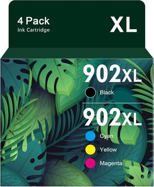 Compatible for 902XL Ink Cartridges Combo Pack Replacement  902 Ink Cartridges Work with HP OfficeJet Pro 6978 6970 6968 6958 6960 6962 Printers (Black, Cyan, Magenta, Yellow, 4 Pack)