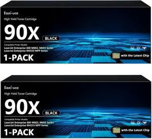 90X Black High-yield Toner Cartridge with CHIP (2-Pack) | Replacement for HP90X Toner 90A CE390A Works with Laser Enterprise 600 M602, M603 Series; Laser Enterprise M4555 MFP Series Printer | CE390X