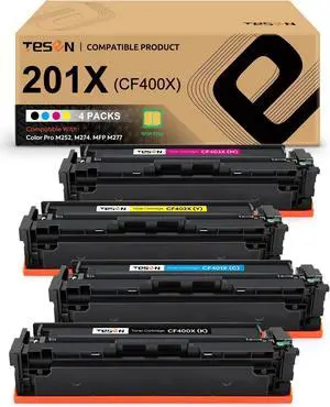 TESEN 201X Compatible Toner Cartridge Replacement  201X 201A CF400X CF401X CF402X CF403X High Yield  Color Laser Pro M277dw M252dw M277c6 M252n MFP M277 M252 Series - 4 Packs KCMY