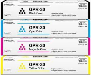 Ennovor GPR-30 GPR30 Black Cyan Magenta Yellow Toner Cartridges Replacement for Canon GPR 30 2789B003AA 2793B003AA 2797B003AA 2801B003AA for mageRUNNER Advance C5045 C5051 C5250 C5255 Printer