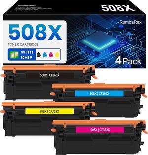 508A 508X Toner Cartridge CF360A CF360X CF361X CF362X CF363X Replacement  508X Toner Enterprise M553dh M553dn M553n M553x MFP M577dn M577f M577z Printer Ink 4 Pack (Black Cyan Magenta Yellow)