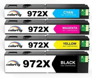 HP 972X Ink Cartridges - Compatible with HP PageWide Pro MFP 377dw, 477dw, 477dn, 577dw, 452dw Printers (Black, Cyan, Magenta, Yellow)