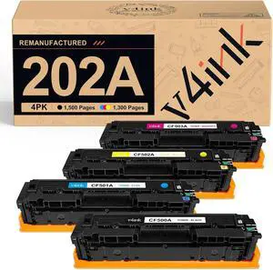 v4ink 202A CF500A Remanufactured Toner Cartridge Replacement for HP for Use in M254 M254dw M254nw M280 M280nw M281 M281cdw M281fdn M281fdw Printer (4 Packs) with Chip