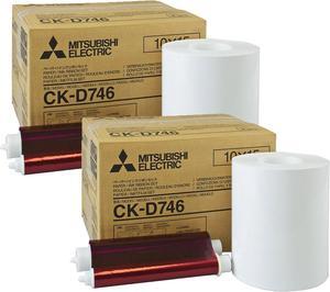 Mitsubishi CK D 746, 4 x 6 Glossy Laminated Paper Roll and Inksheet For CP-D70DW; CP-D707DW Printers Bundle (Pack of 2)