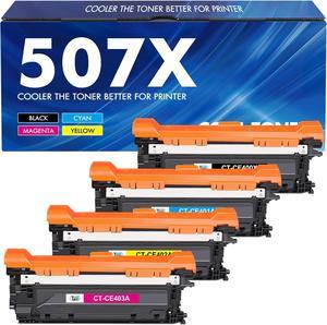 507X 507A Toner Cartridges 4 Pack Compatible for HP 507X 507A High Yield CE400X CE401A CE402A CE403A for Enterprise M551 M551n M551dn M551xh M570dn M570dw M575f Printer (Black Cyan Yellow Magenta)