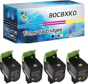 80C8XK0 80C8XC0 80C8XM0 80C8XY0 Toner Cartridges Compatible for Lexmark CX510 CX510de CX510dhe CX510dthe CX510the Printers, with Chip, High Yield 9000 Pages, High-Definition Printing (Multicolor)